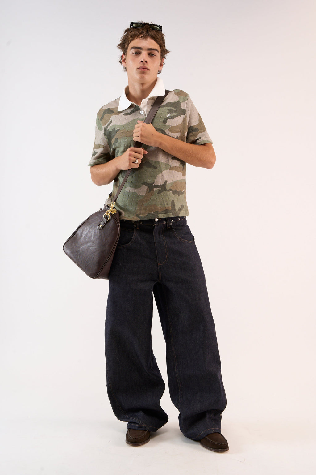 Openwork Camo Polo