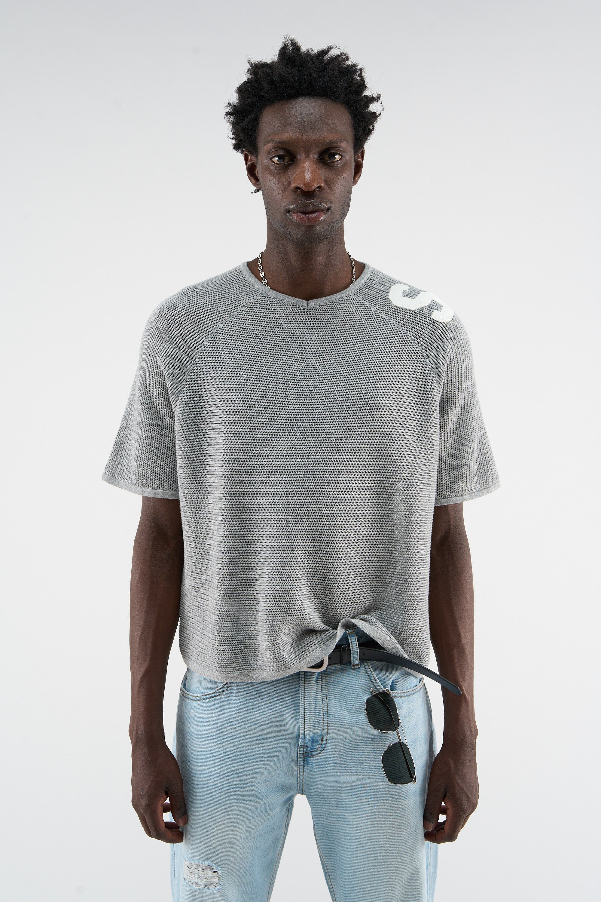 Beacon Light Grey Knit Polo