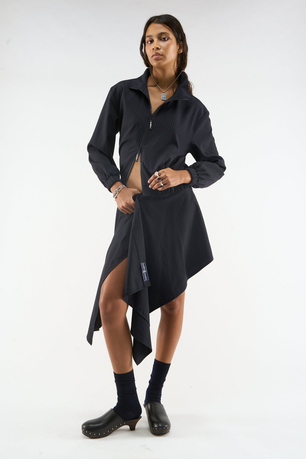 Nautica Navy Pinstripe Skirt