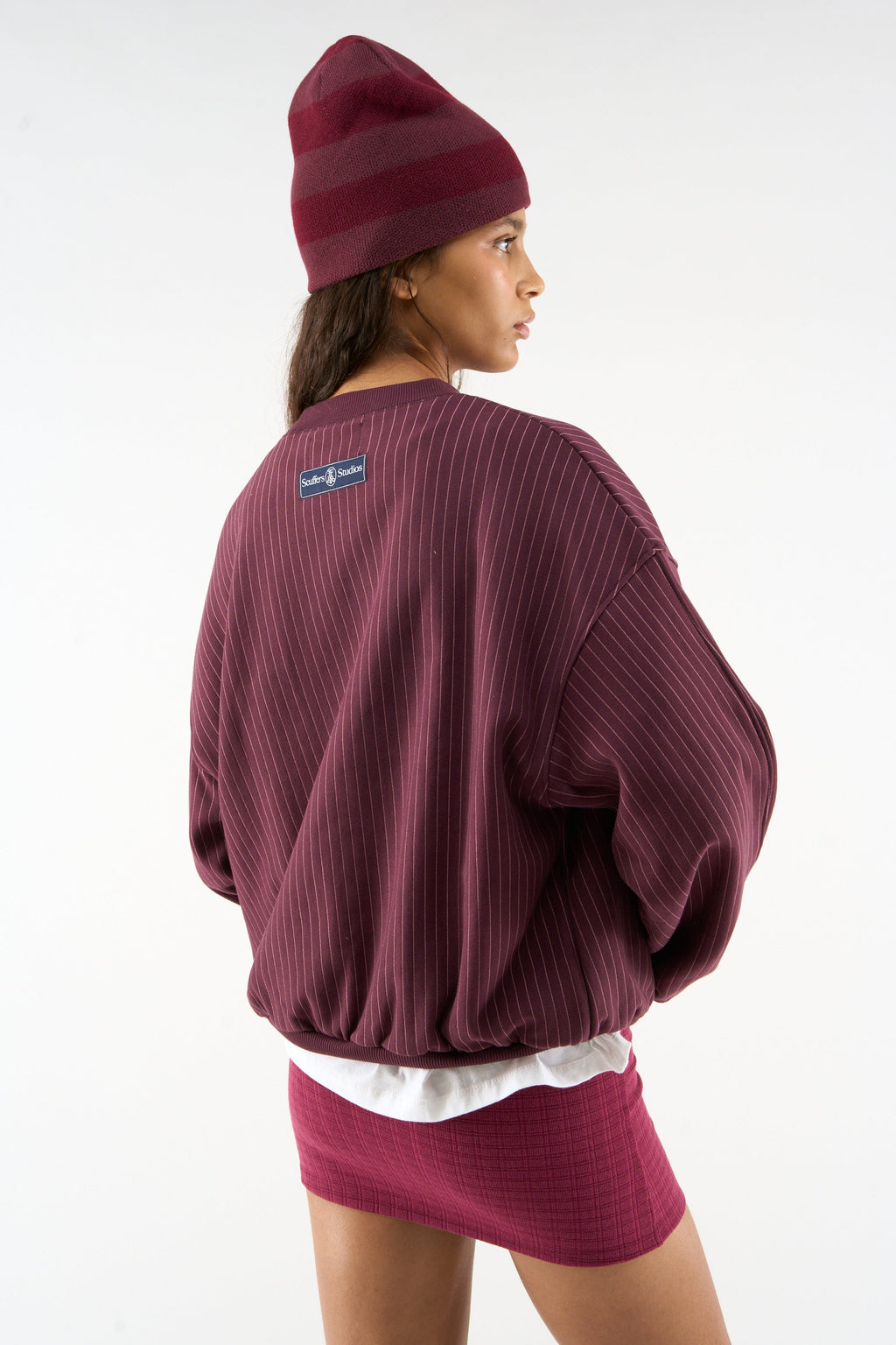Pinstripe Burgundy Crewneck