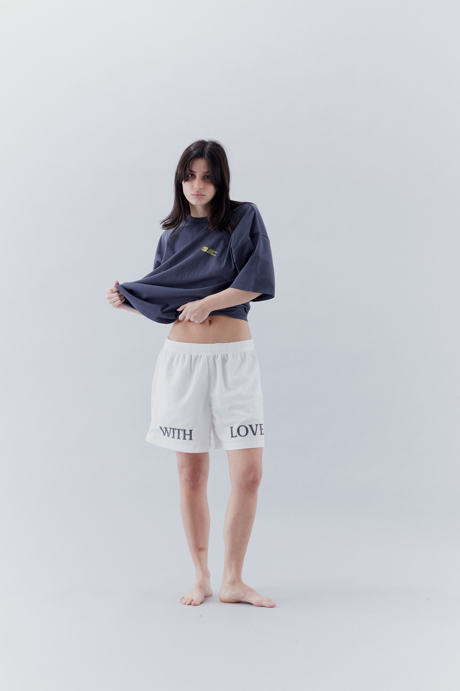 With Love Mesh White Shorts