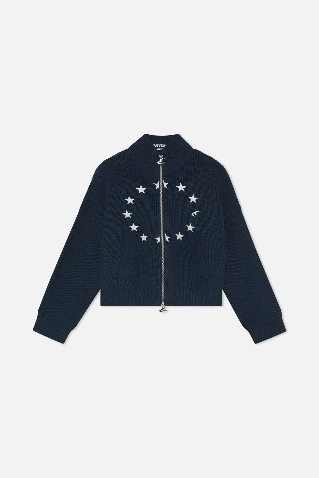 Ea Navy Blue Knit Zipper