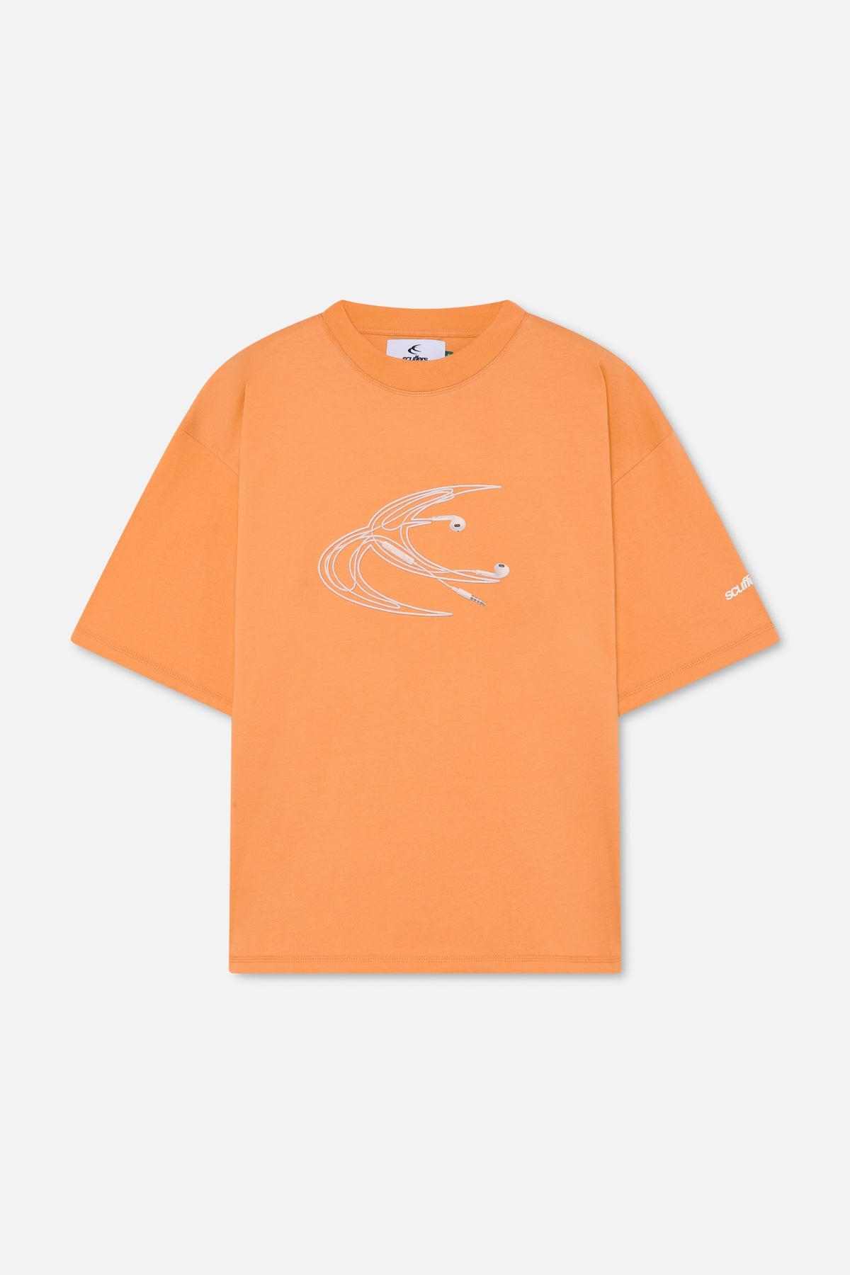 Earphones Orange T-Shirt