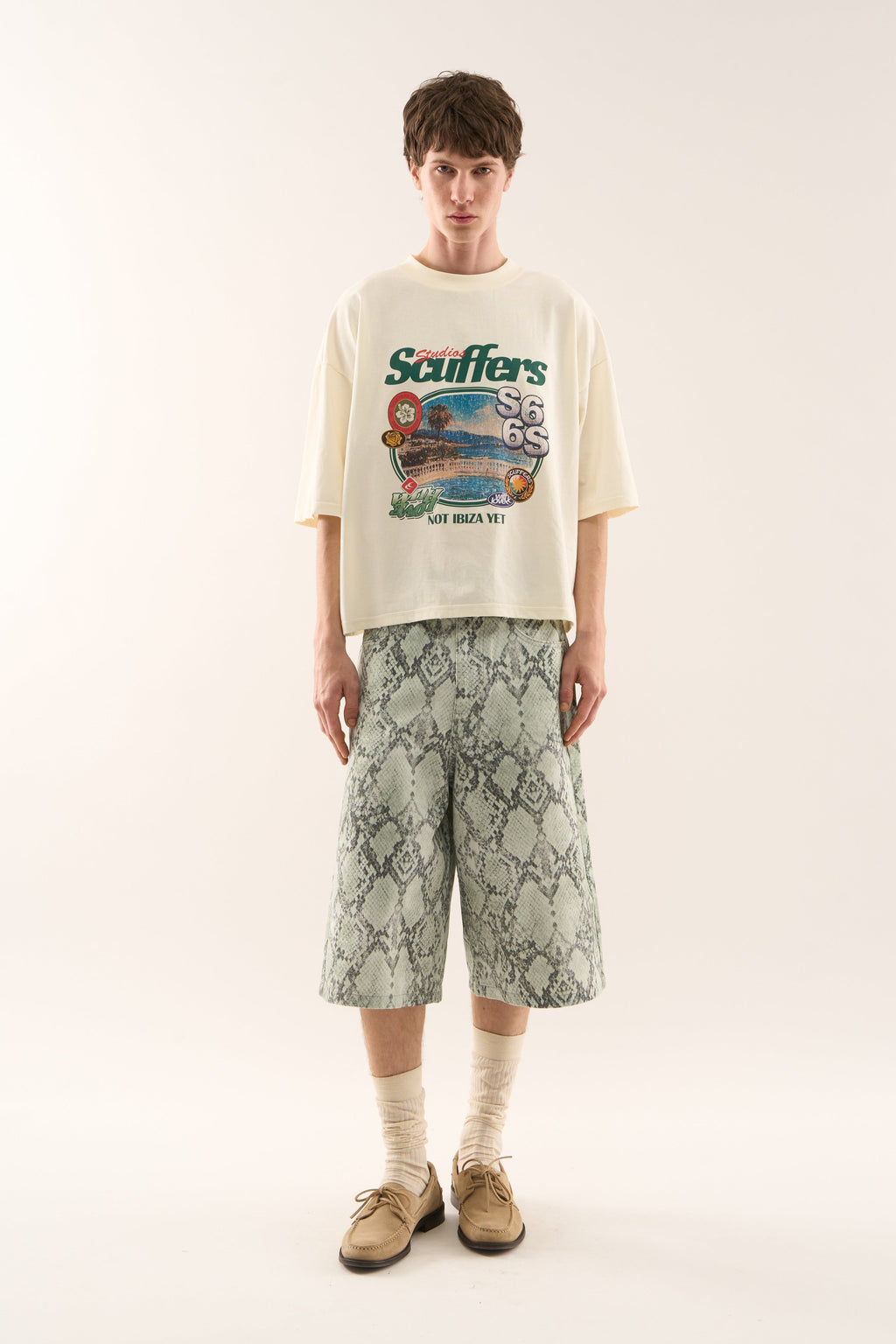 Jumbo Green Snakeprint Shorts